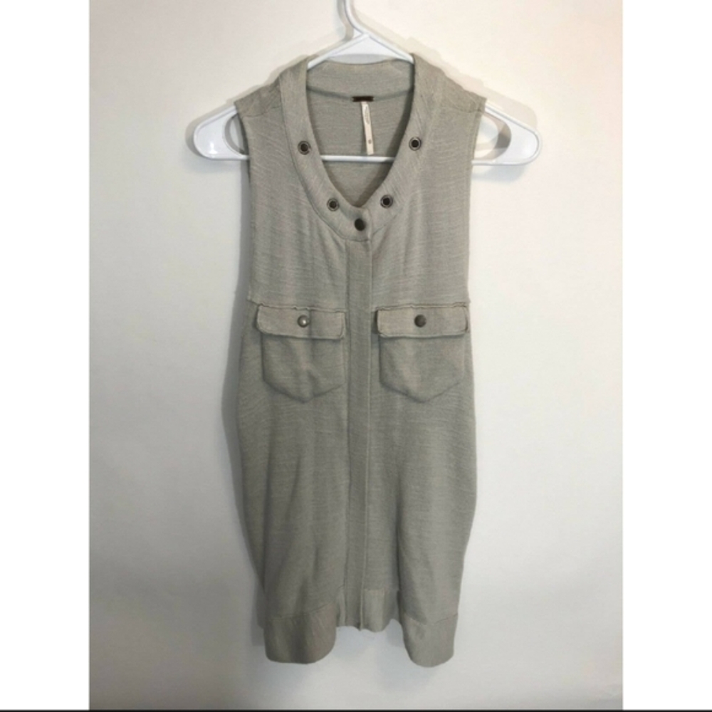 Free People Womens Top XS/S Gray Knit Sleeveless Sweater/ Tunic